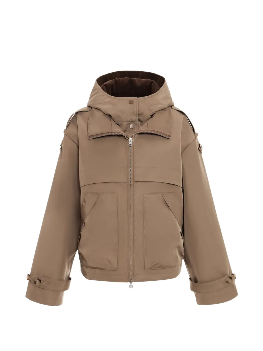 Urbancode Hooded Zip-up Jacket In Brown
