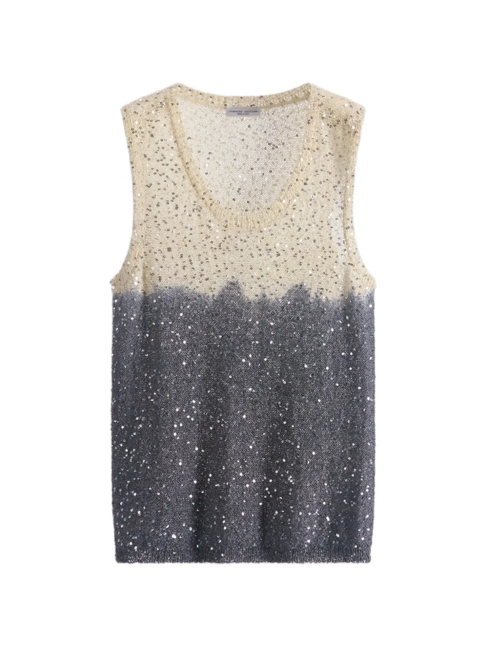 Roberto Collina sequin v-neck top - Grigio