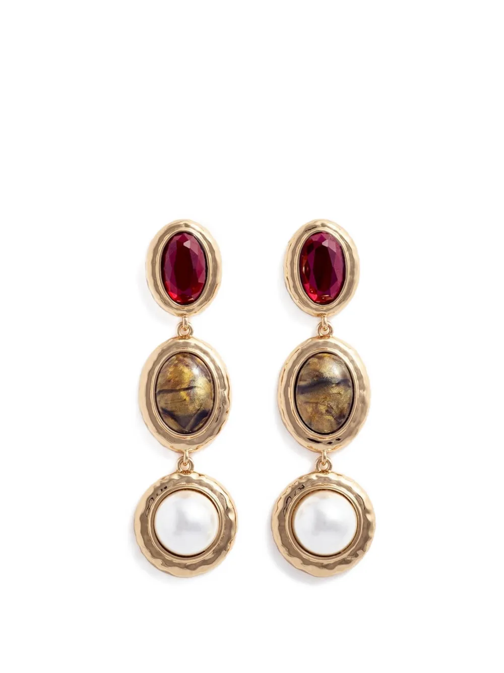 Self-Portrait tiered drop earrings - Gold