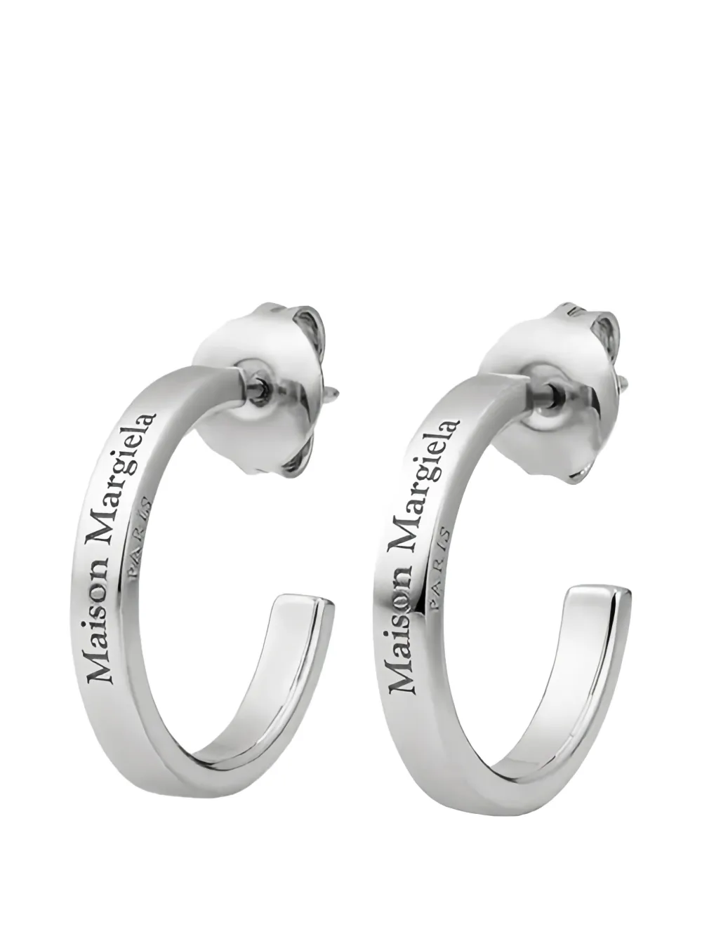 Maison Margiela logo-engraved hoop earrings - Argento