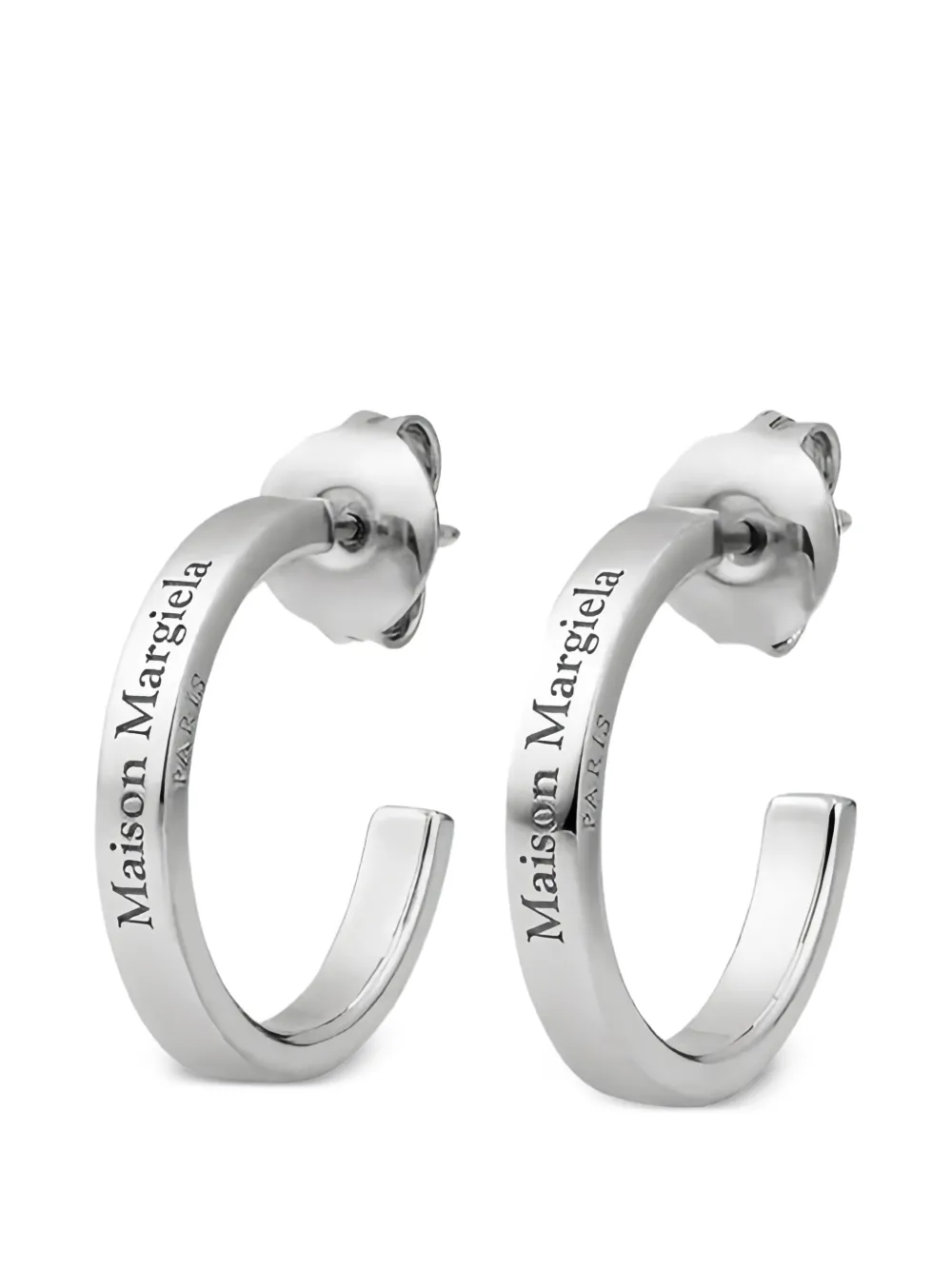 Maison Margiela logo-engraved hoop earrings - Argento