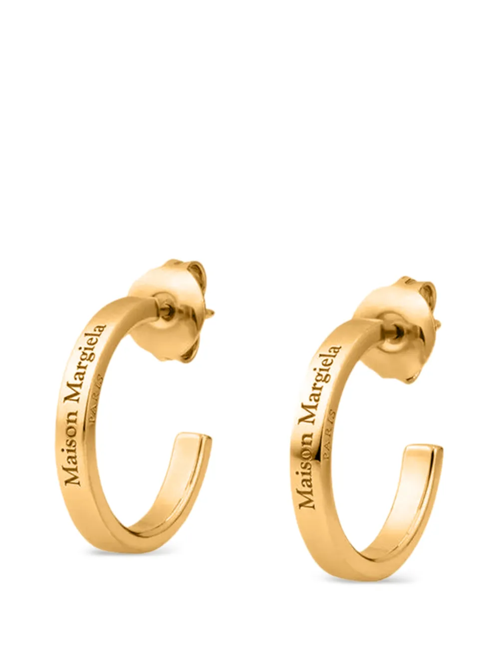 Maison Margiela logo-engraved hoop earrings - Argento