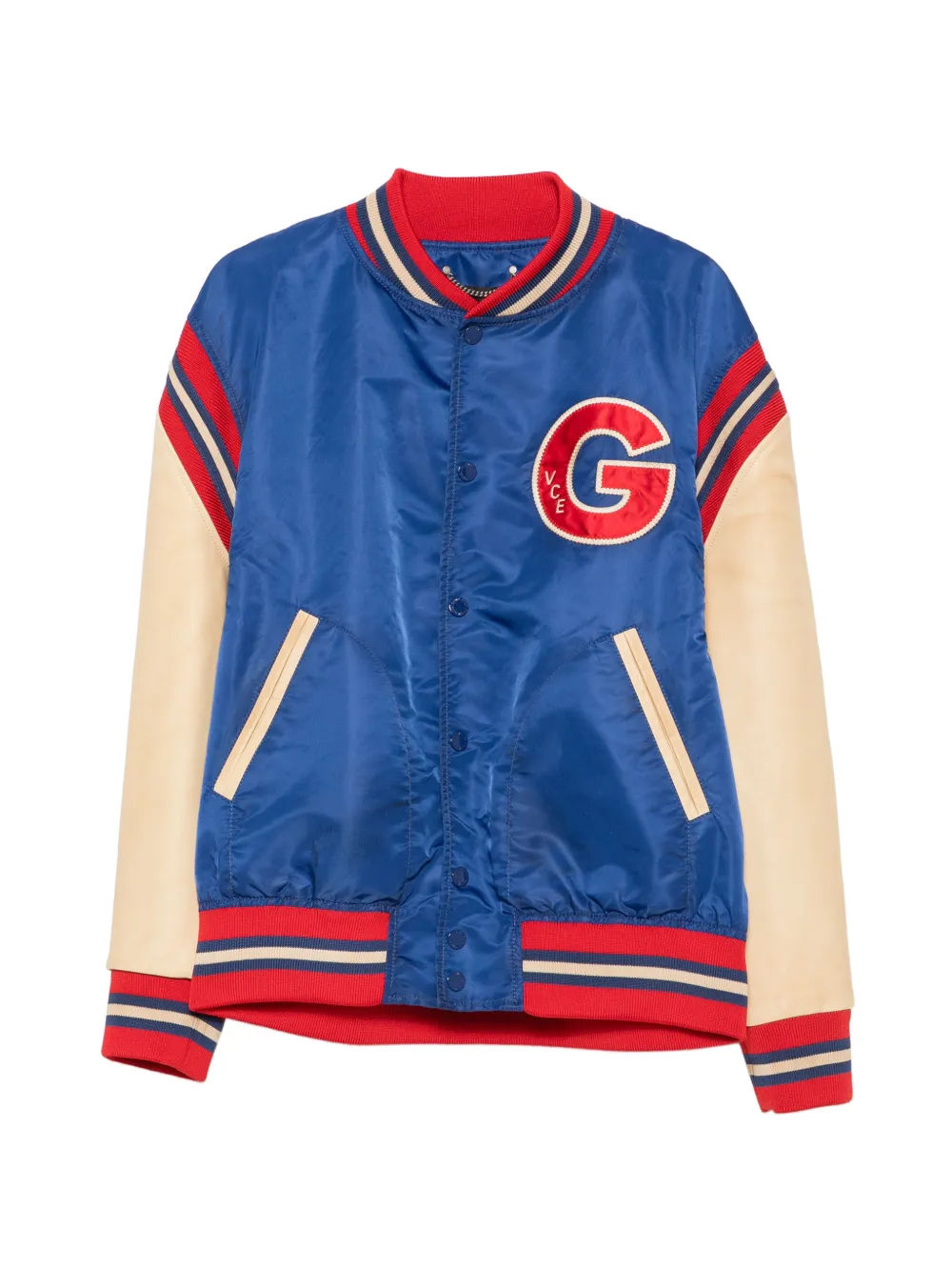 Golden Goose leather-sleeve Journey bomber jacket - Blue
