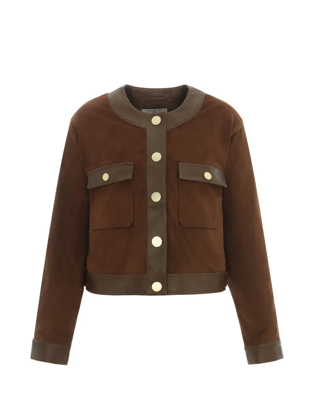 Urbancode Button-up Cropped Jacket In Brown