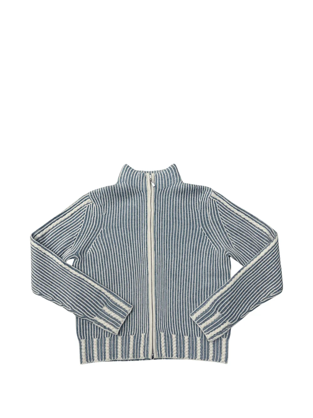Kinross Cashmere rib zipped cardigan - Blue