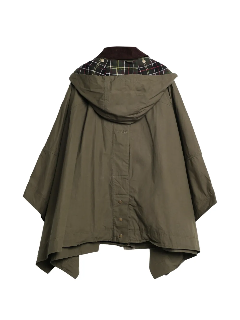  Vicolo Hooded Check-collar Cape Coat - Green 