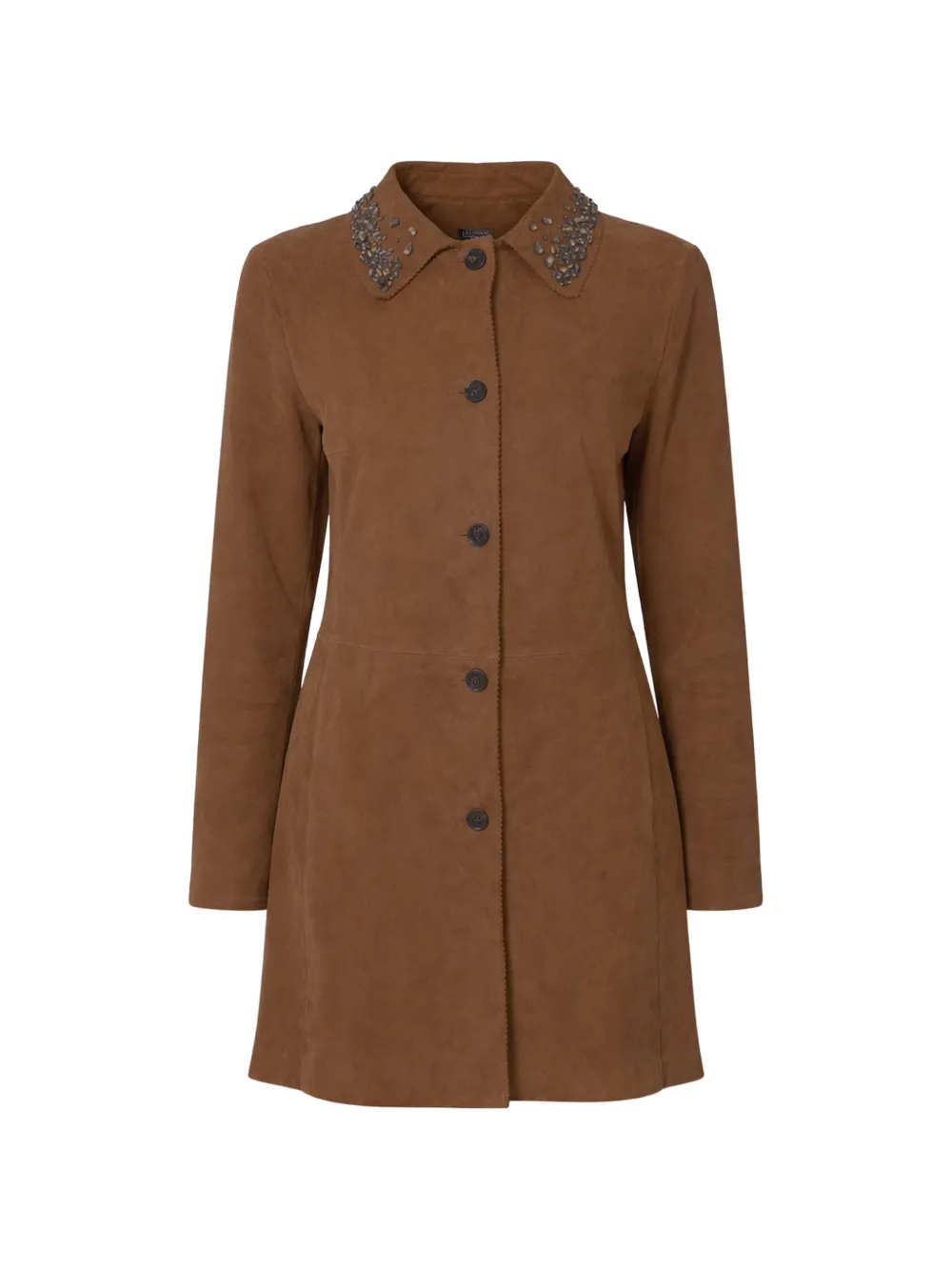 ERMANNO FIRENZE embellished-collar coat - Brown