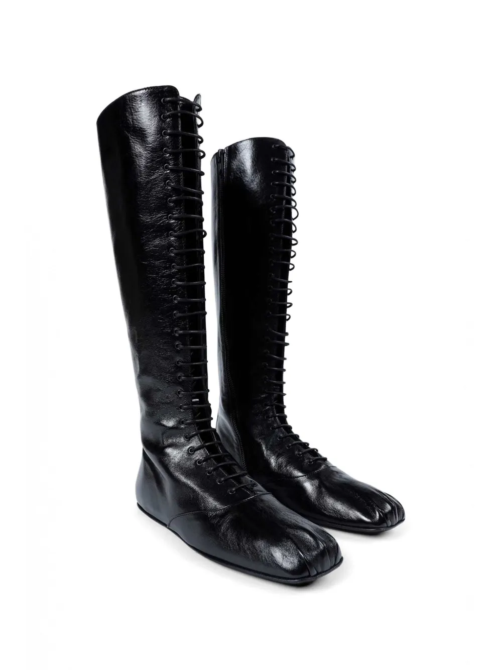 Ann Demeulemeester Ysha squared lace-up high boots Zwart