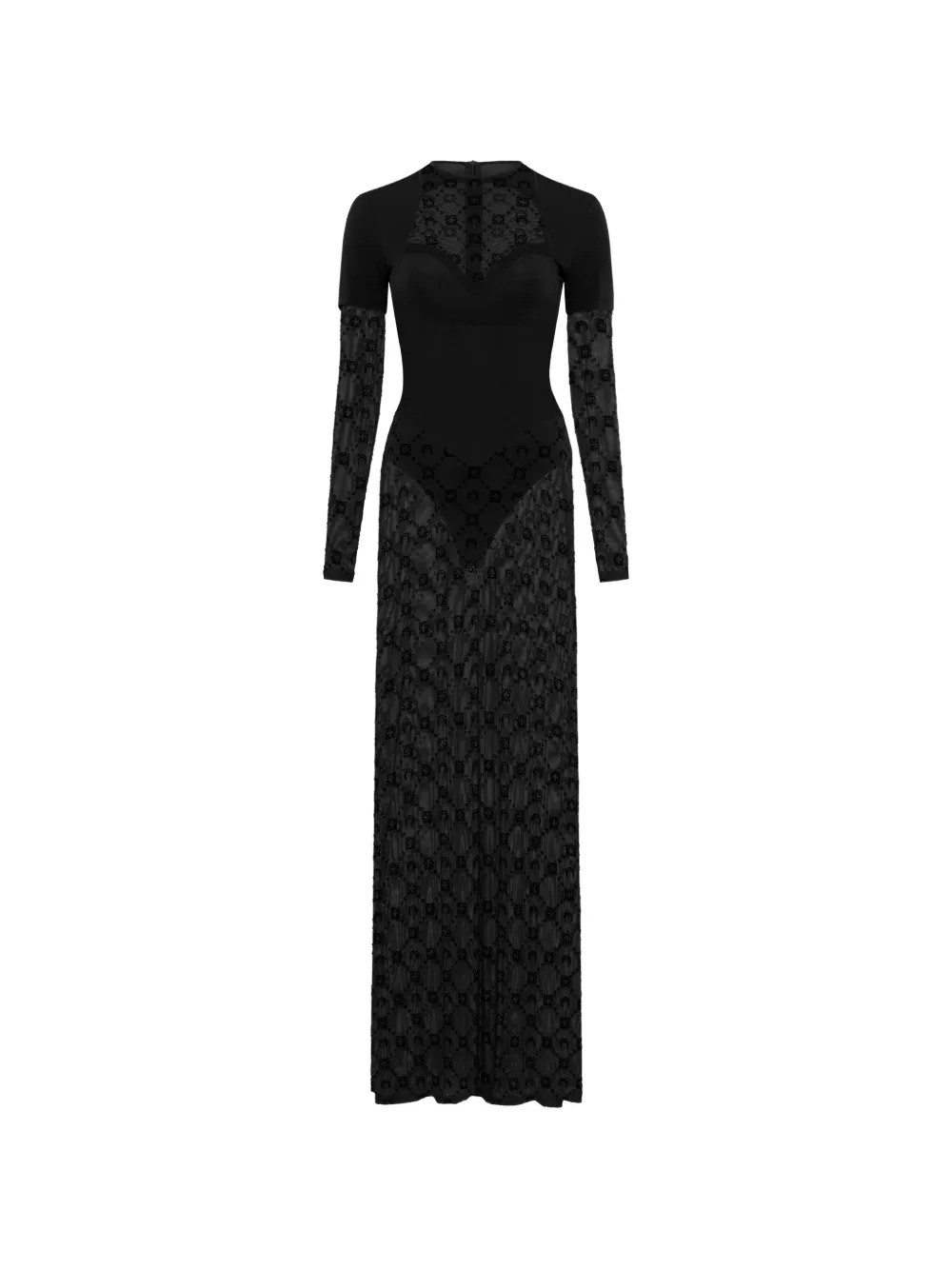 Marine Serre layered mesh flock dress - Nero