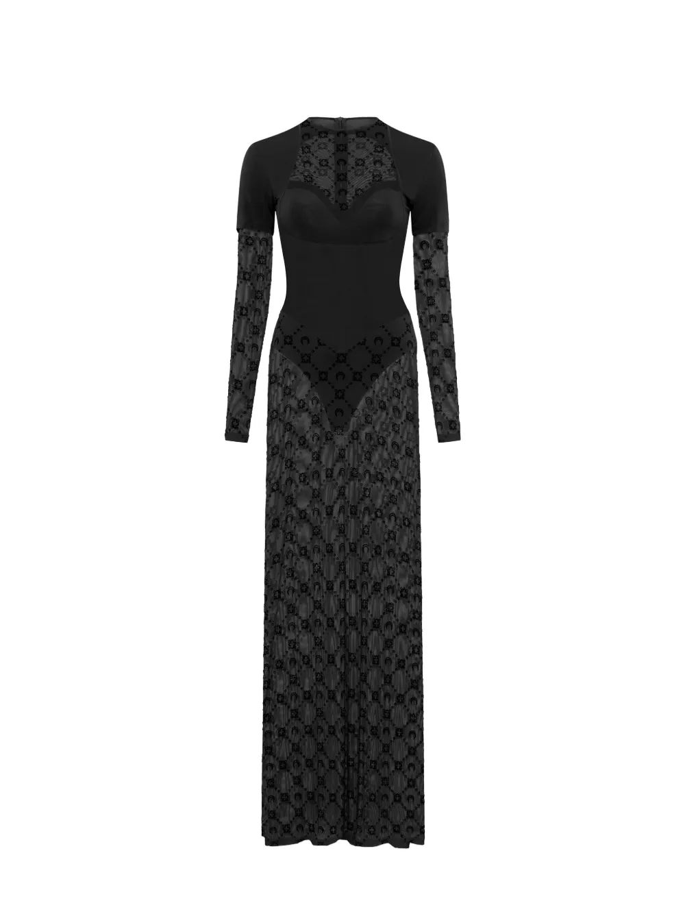 Marine Serre layered mesh flock dress - Nero