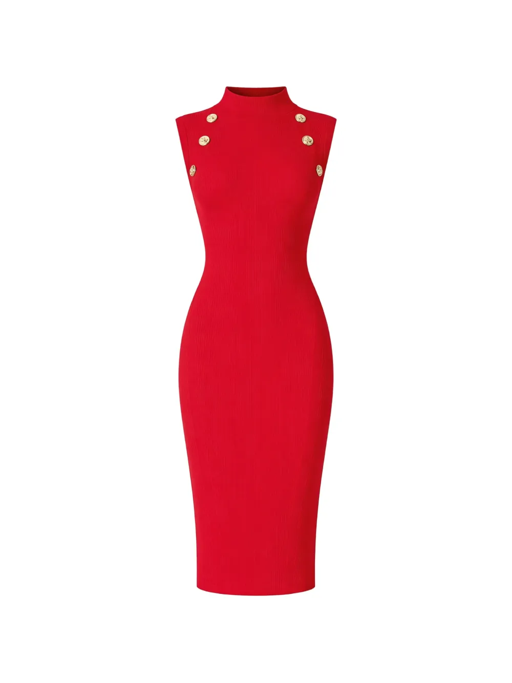 Retroféte Nunzia Button Knit Midi Dress In Red