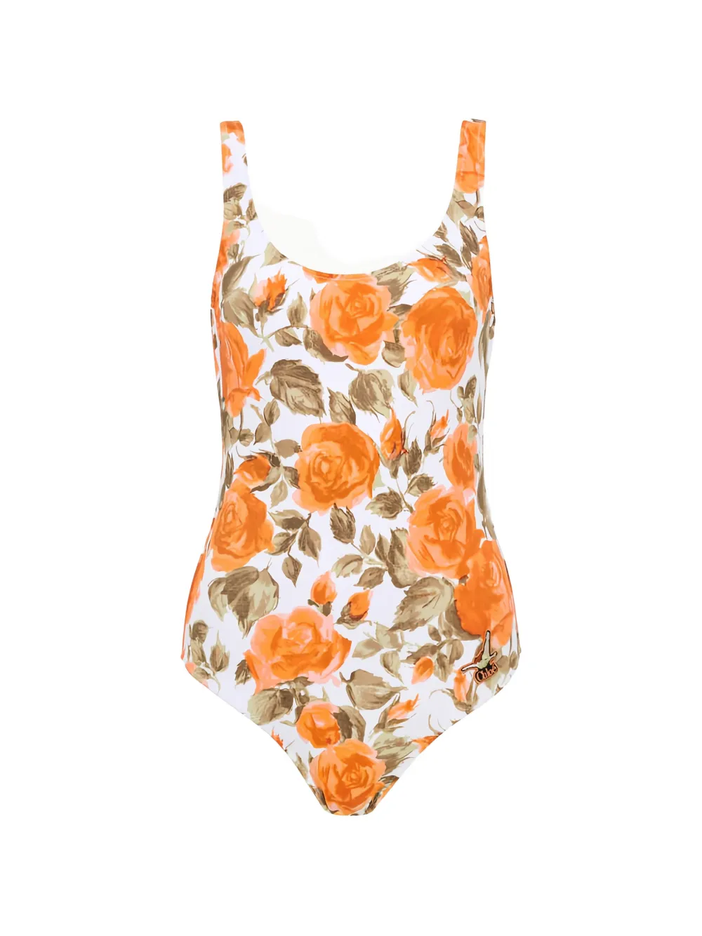 Chloé rose-print swimsuit - Arancione