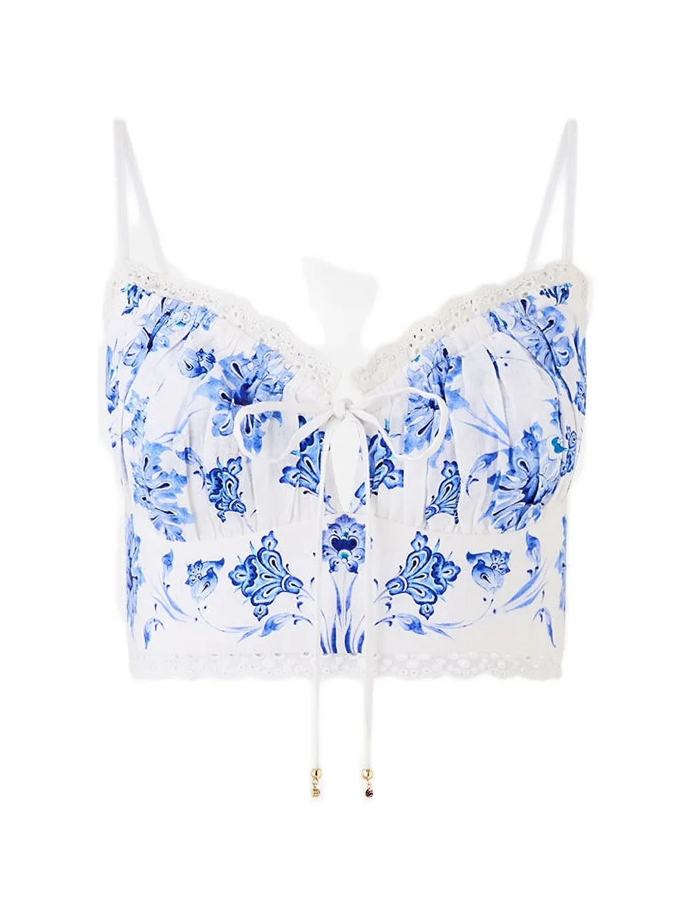 Camilla gathered floral-print bralette - Weiß