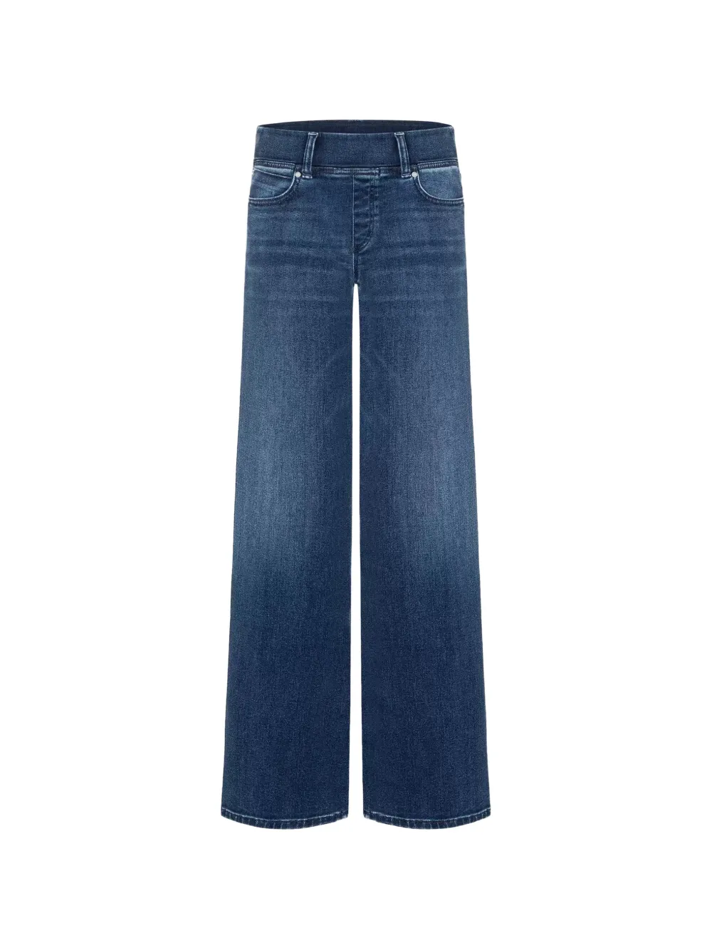 Cambio Elasticated-waist Wide-leg Jeans In Blue
