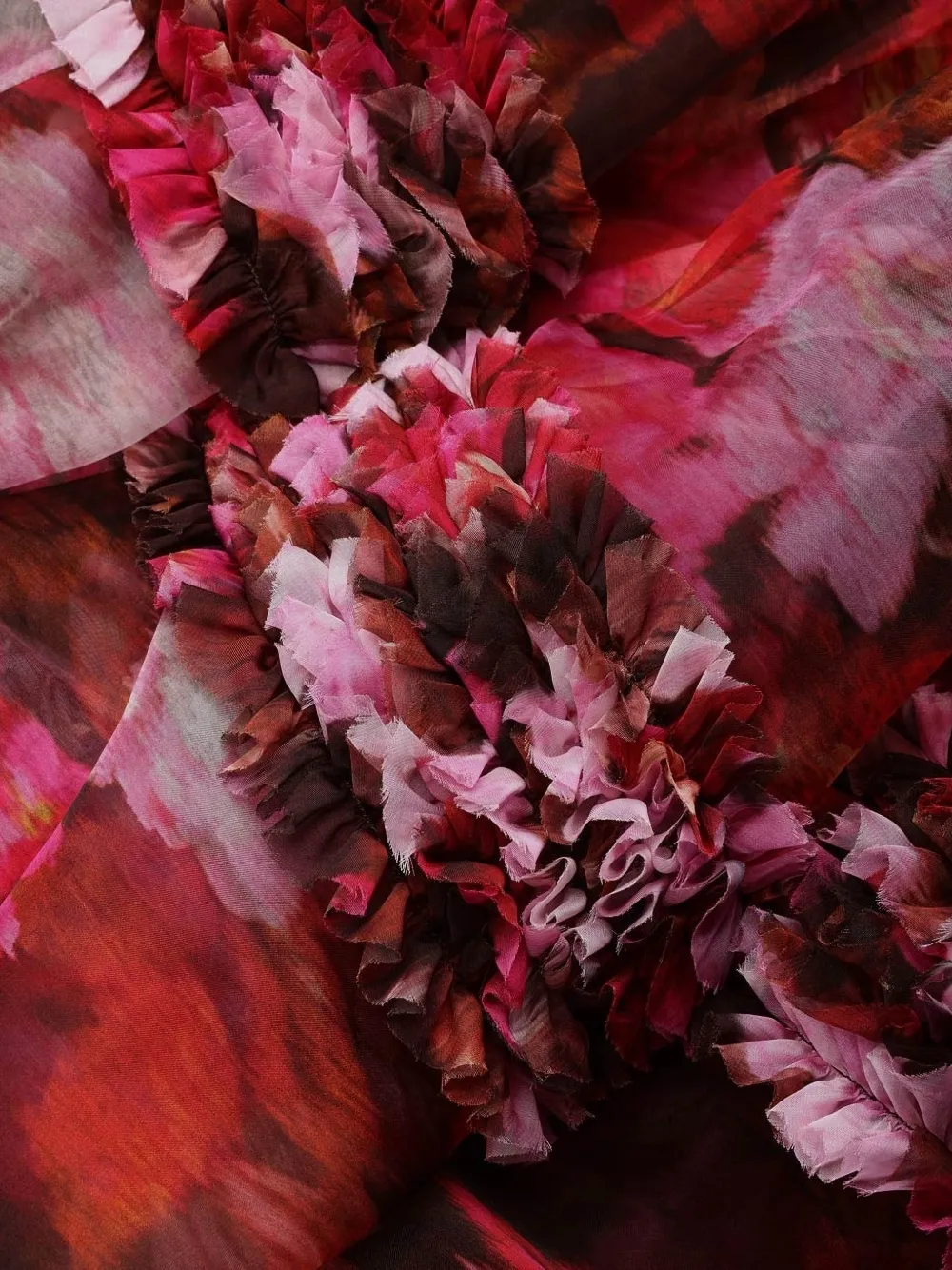  Zimmermann Luna Ruffled Floral Midi Skirt - Red 