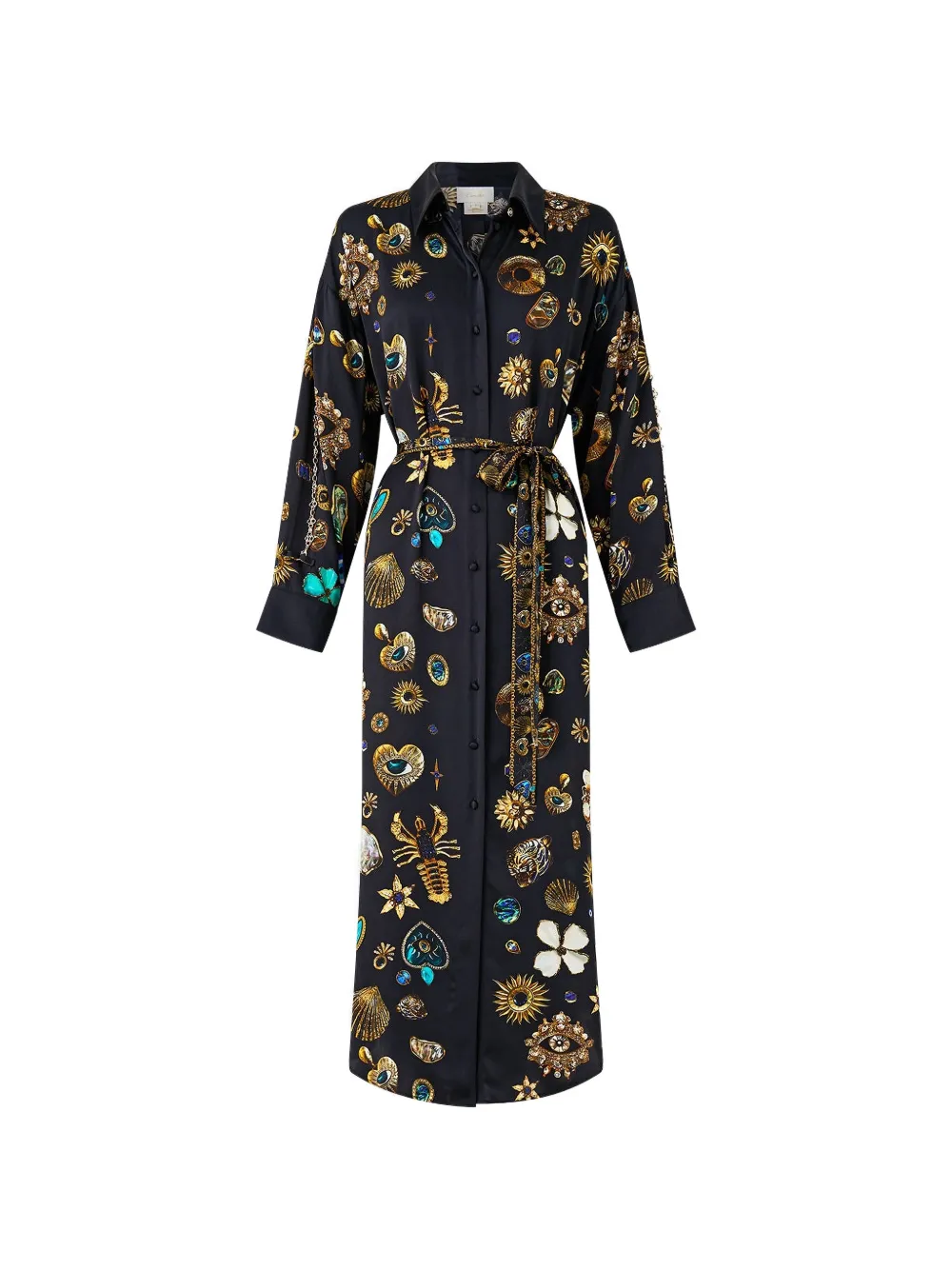 Camilla back button detail shirt maxi dress - Nero