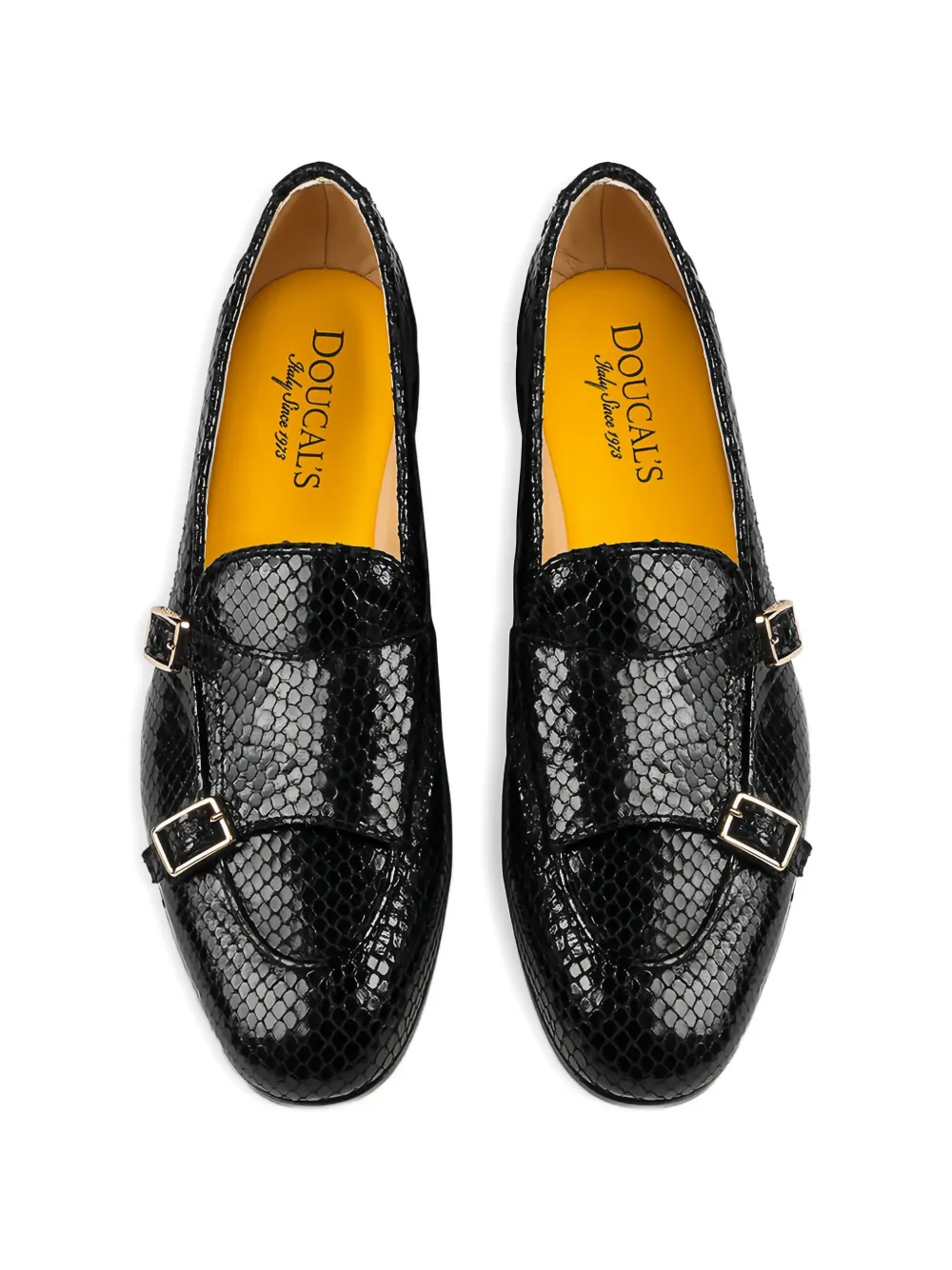 Doucal's Leren gespschoenen met pythonprint Zwart
