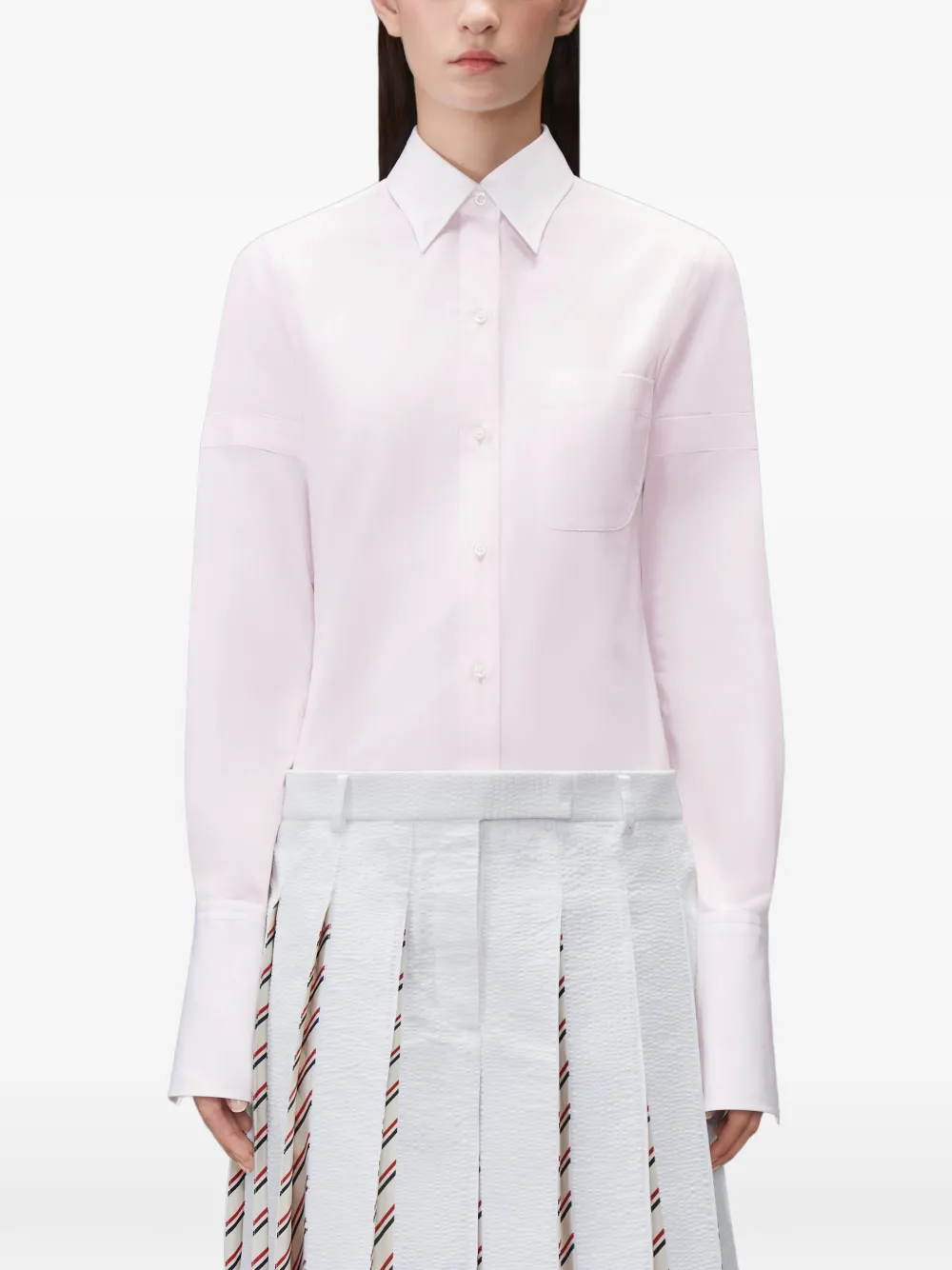 Thom Browne Popeline blouse met armbanden en Franse manchetten Roze