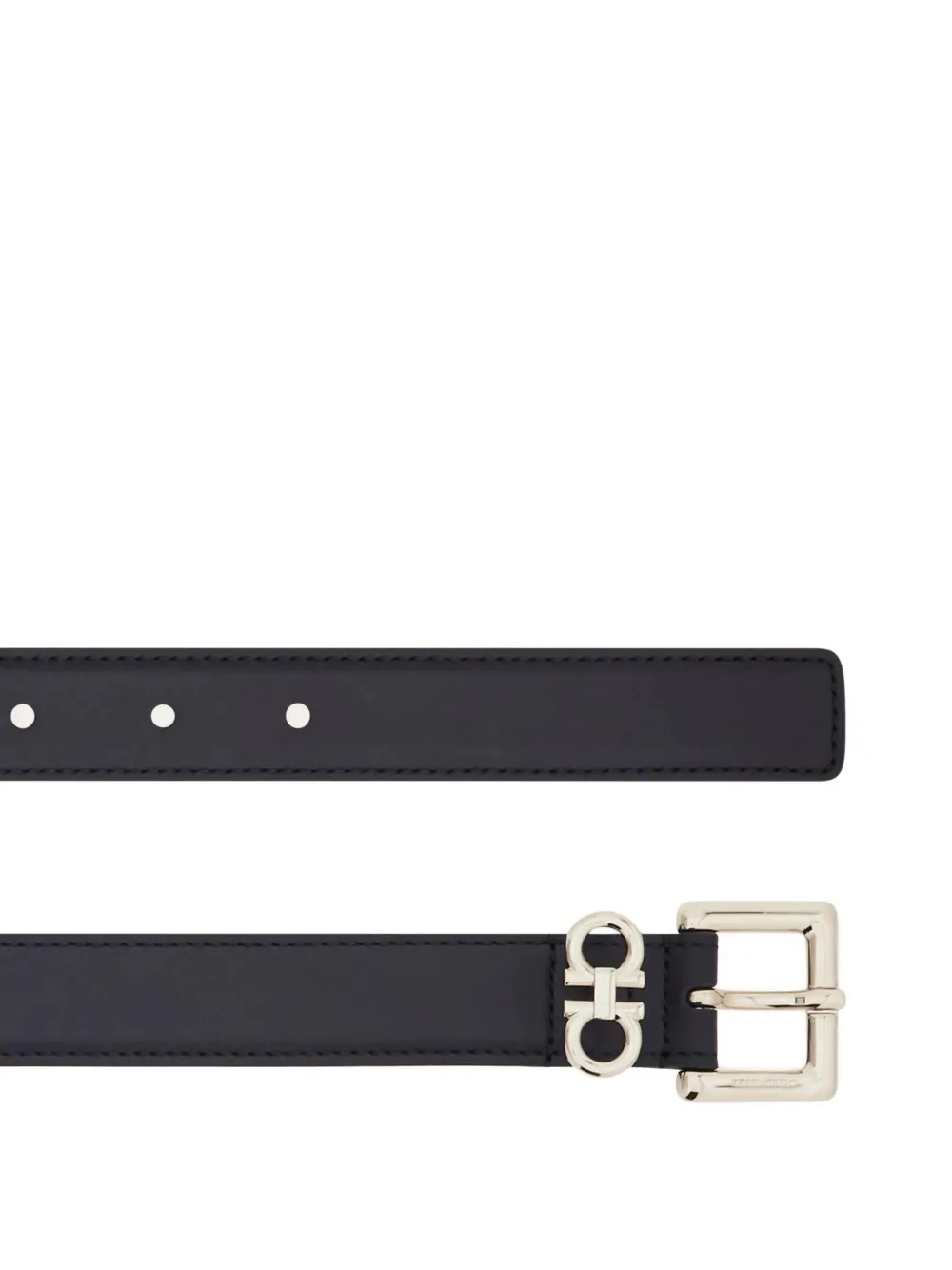  Ferragamo Gancini Buckle Leather Belt - Black 