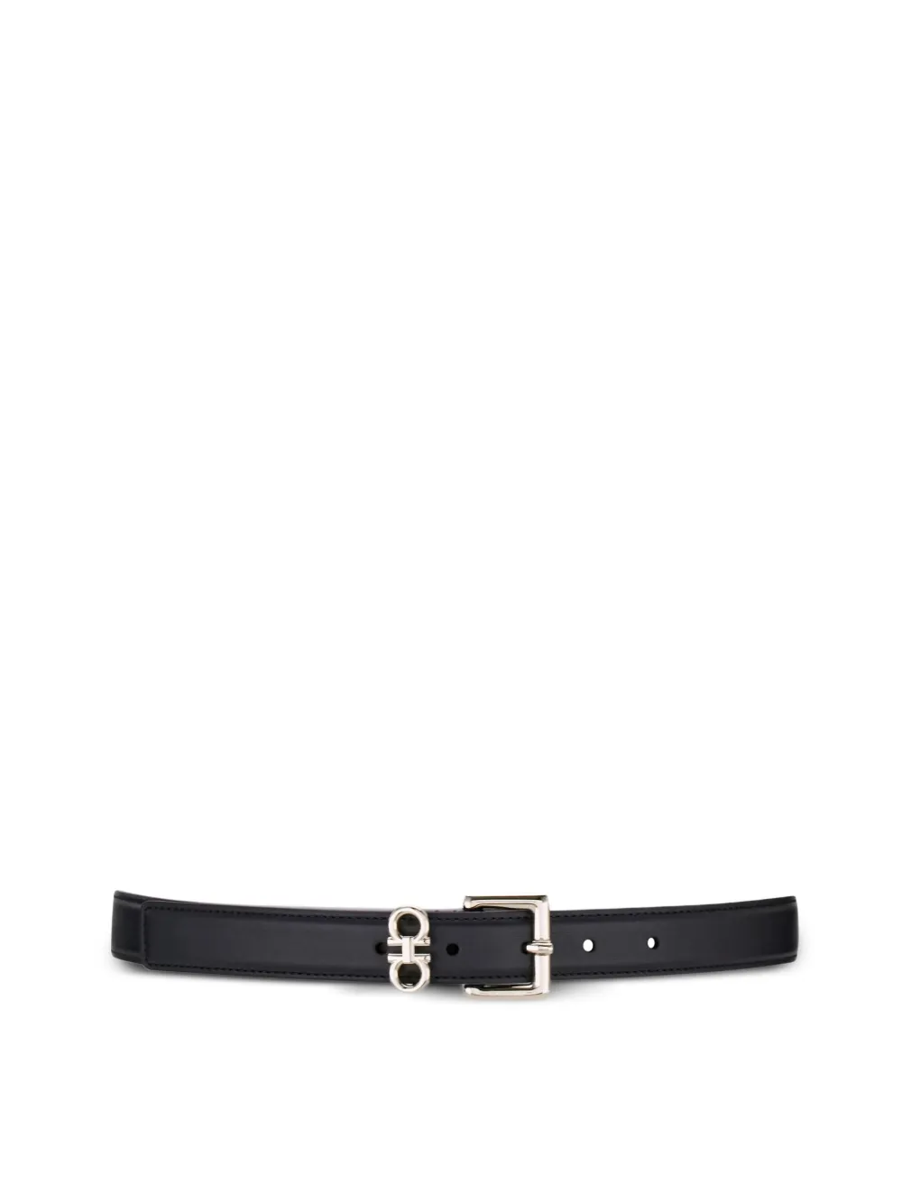  Ferragamo Gancini Buckle Leather Belt - Black 