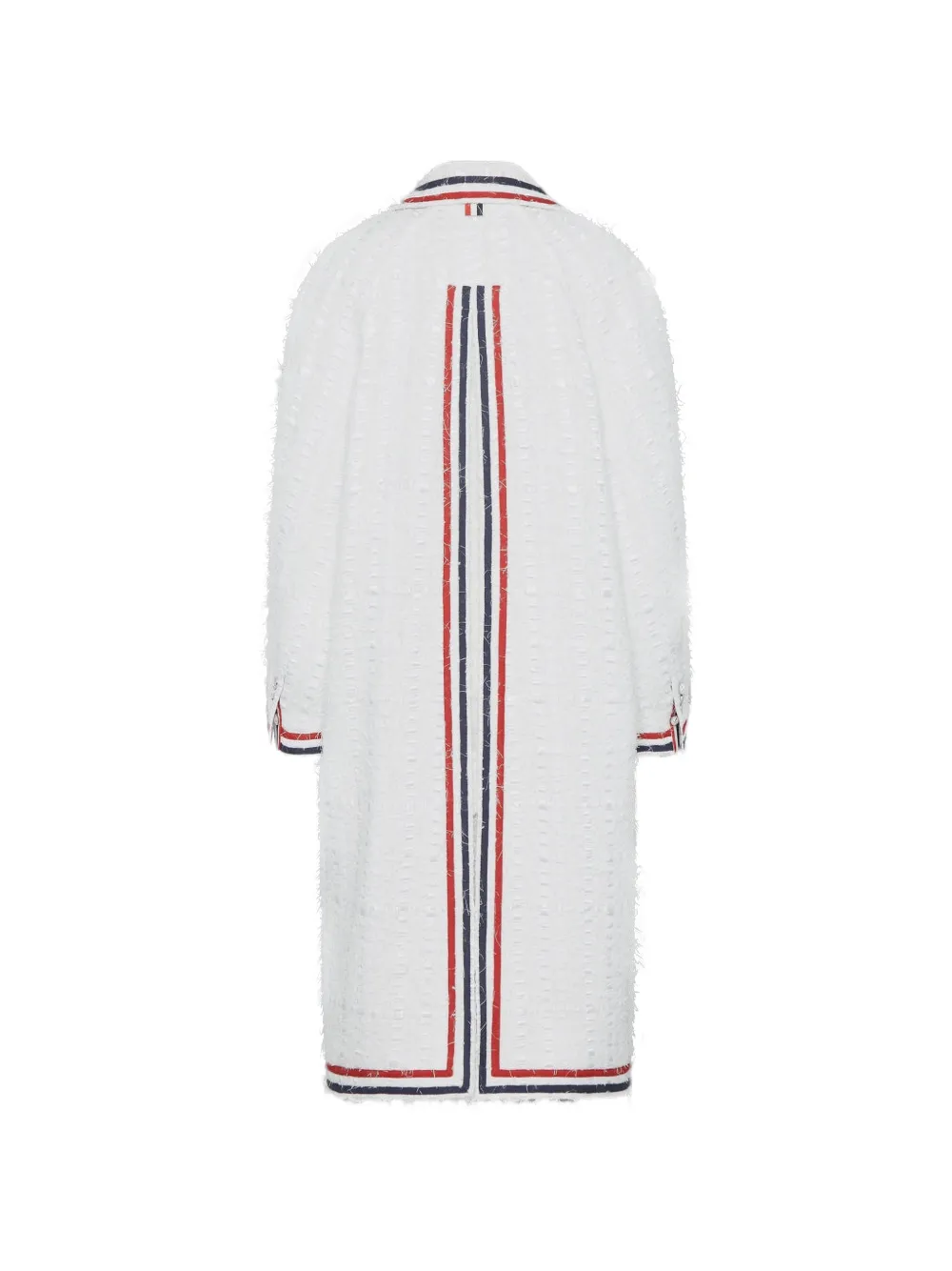  Thom Browne Ribbon Tweed Raglan Coat - White 