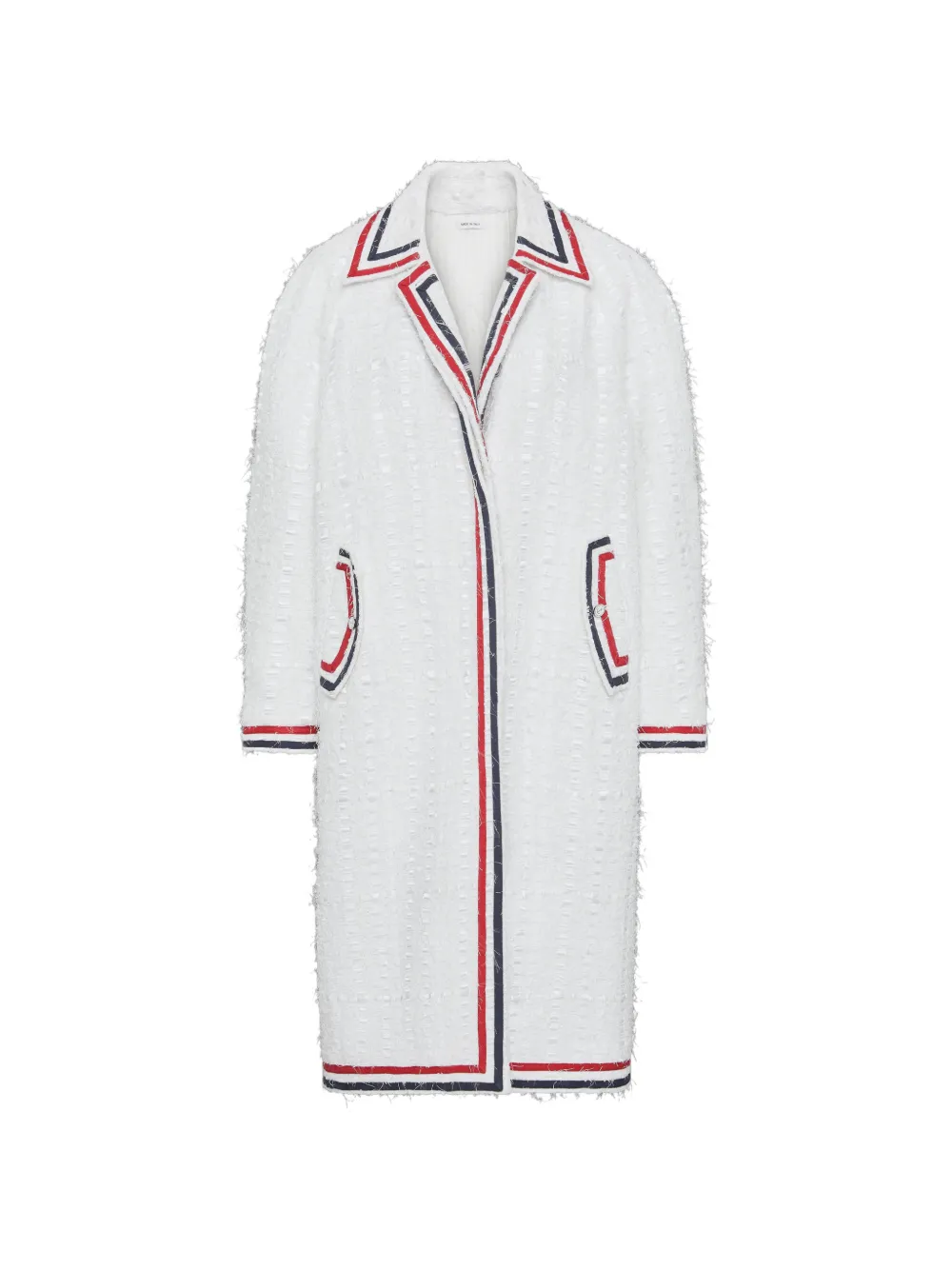 Thom Browne Tweed raglan jas met lint Wit