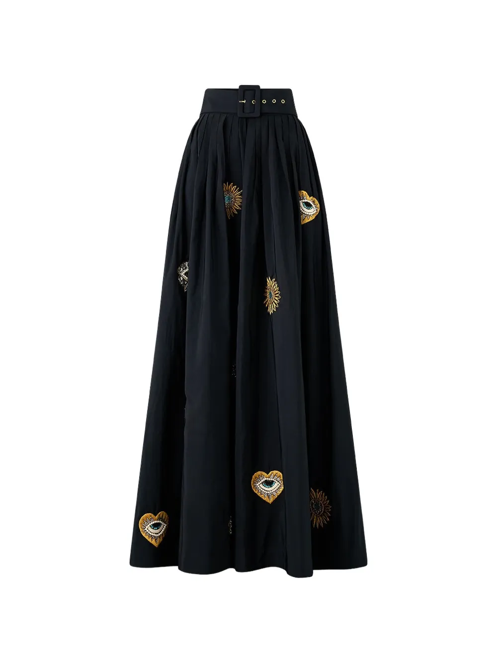 Camilla belted taffeta skirt - Nero