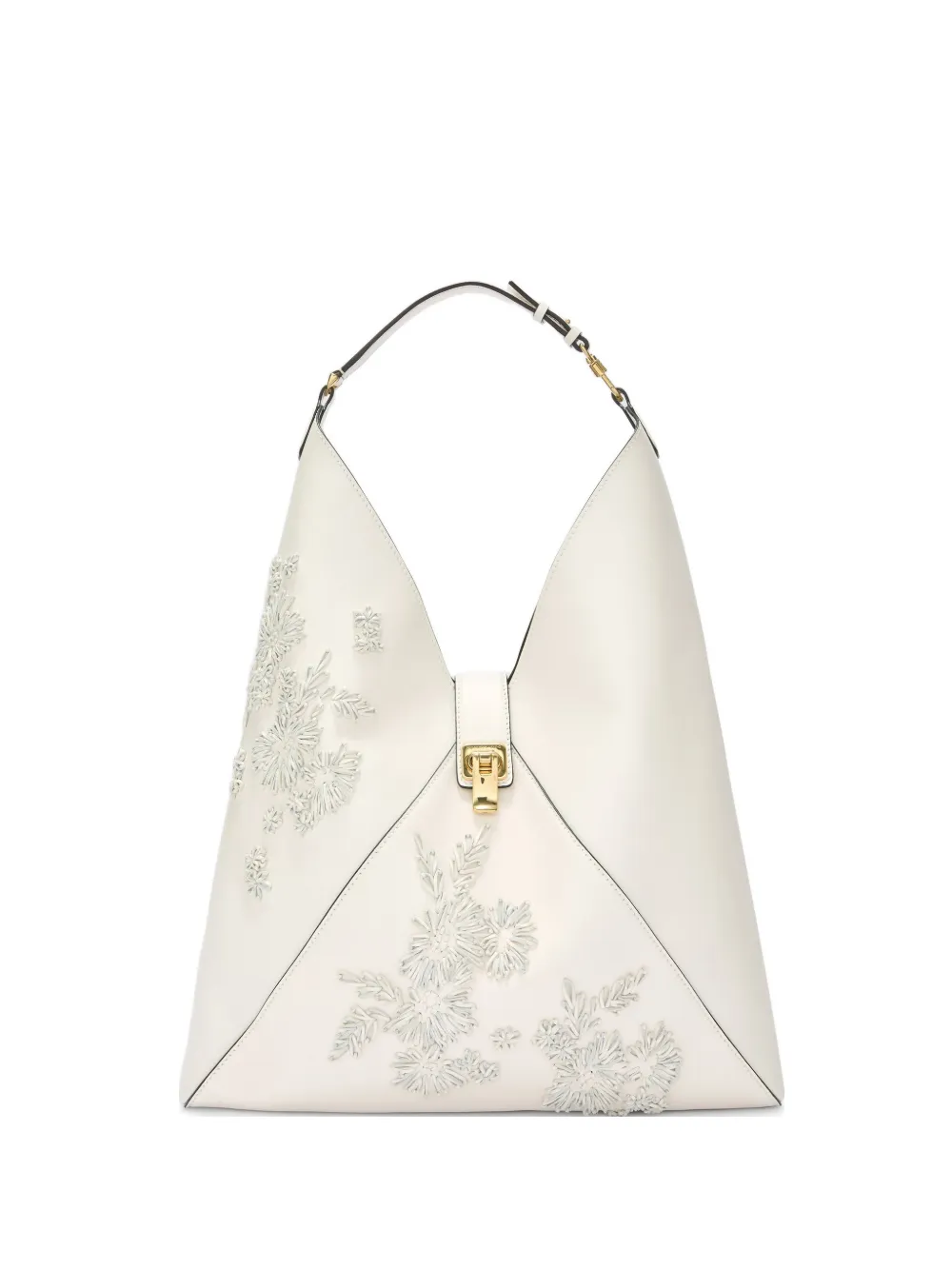 Ermanno Scervino large floral-embroidered leather tote bag - Toni neutri