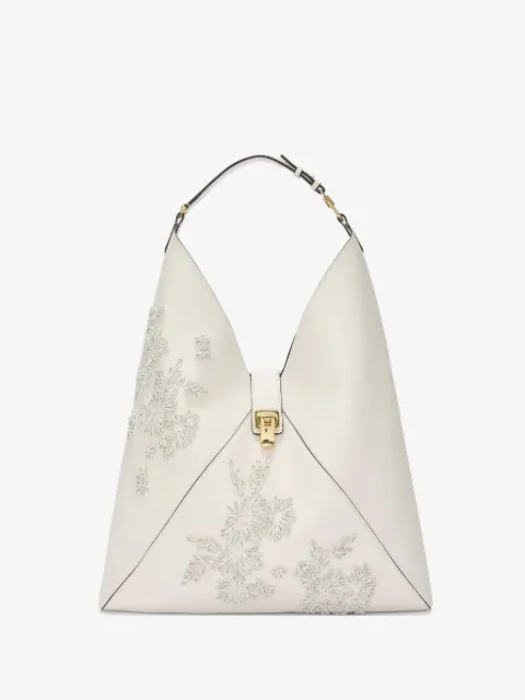 Ermanno Scervino large floral-embroidered leather tote bag
