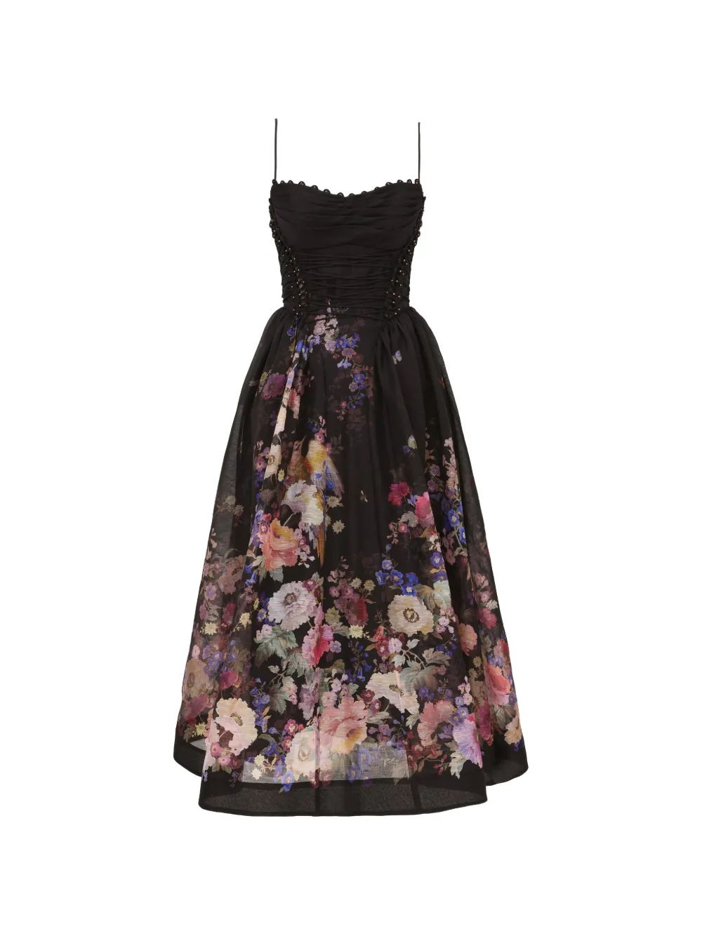 ZIMMERMANN Luna floral-print bead-embellished midi dress - Nero