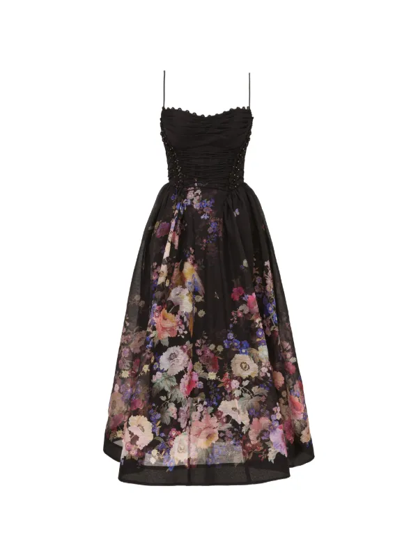 Zimmermann Luna Beaded Picnic Dress in Black