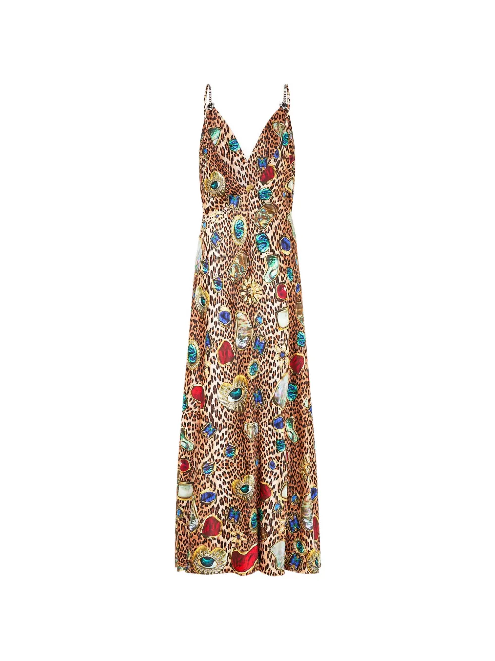 Camilla Jurk met V-hals en print Beige