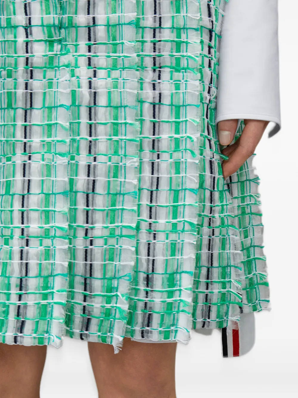 Thom Browne Gestreepte tweed low-waist plooirok Groen