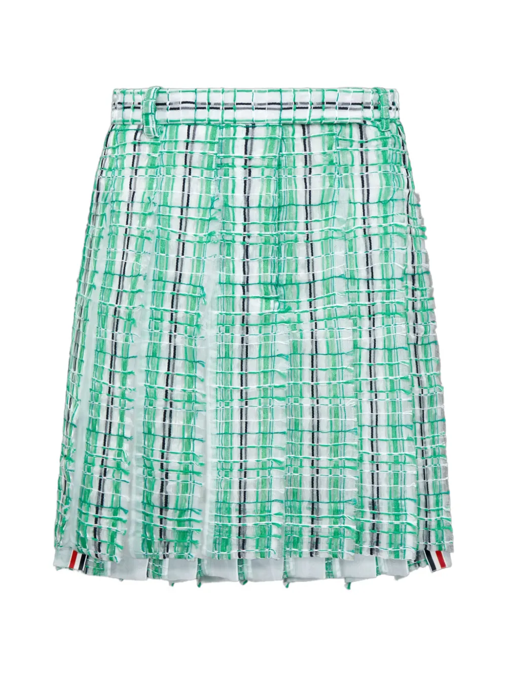Thom Browne Gestreepte tweed low-waist plooirok Groen