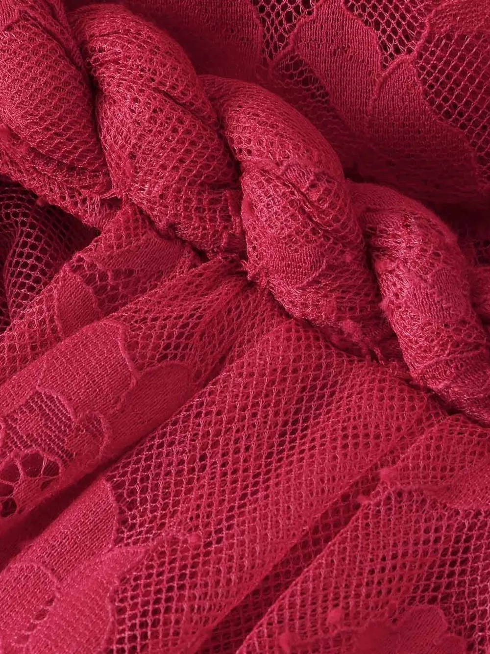 ZIMMERMANN Luna gevlochten maxi-jurk met kant Rood