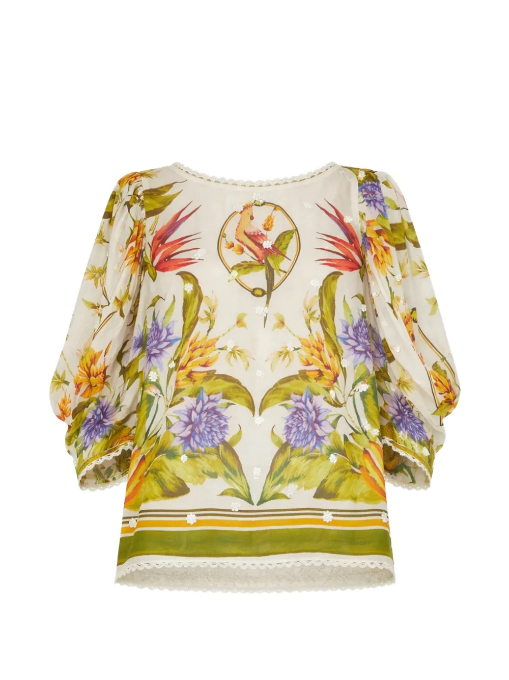 FARM Rio tropical-print blouse - Toni neutri