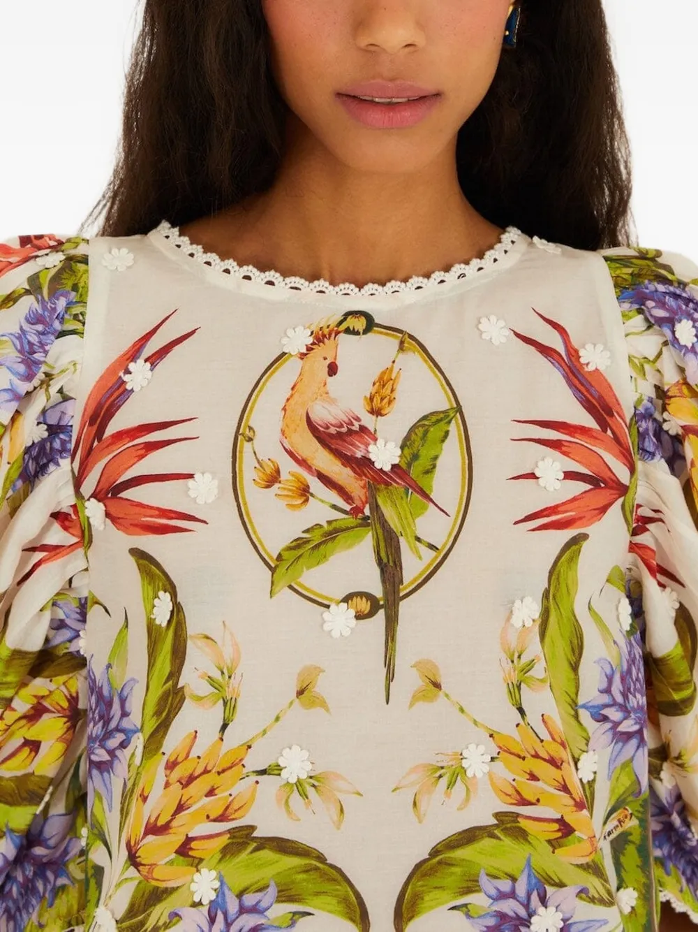 FARM Rio Blouse met tropische print Beige