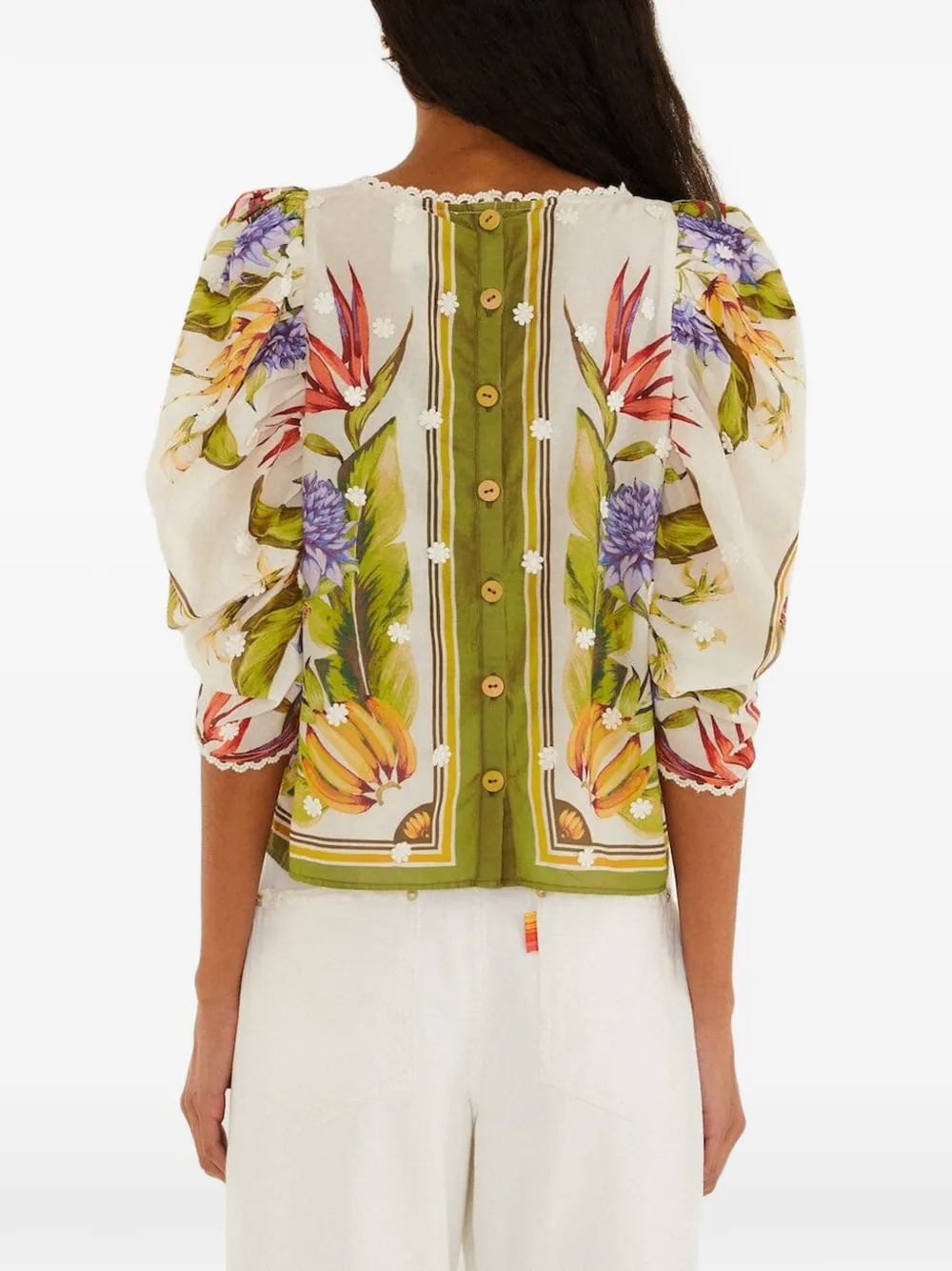 FARM Rio Blouse met tropische print Beige
