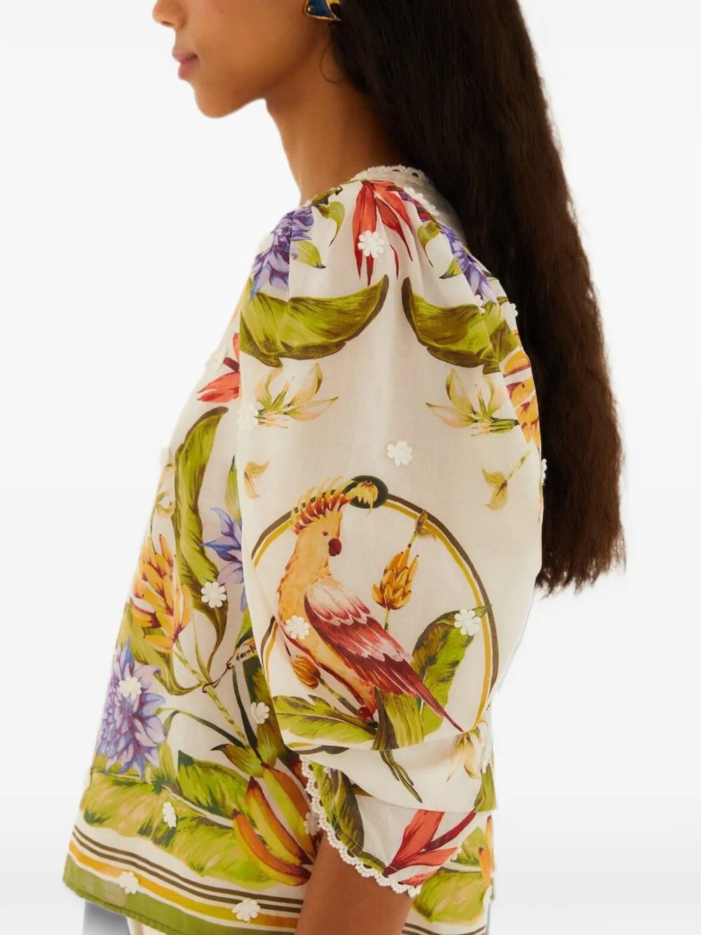 FARM Rio Blouse met tropische print Beige