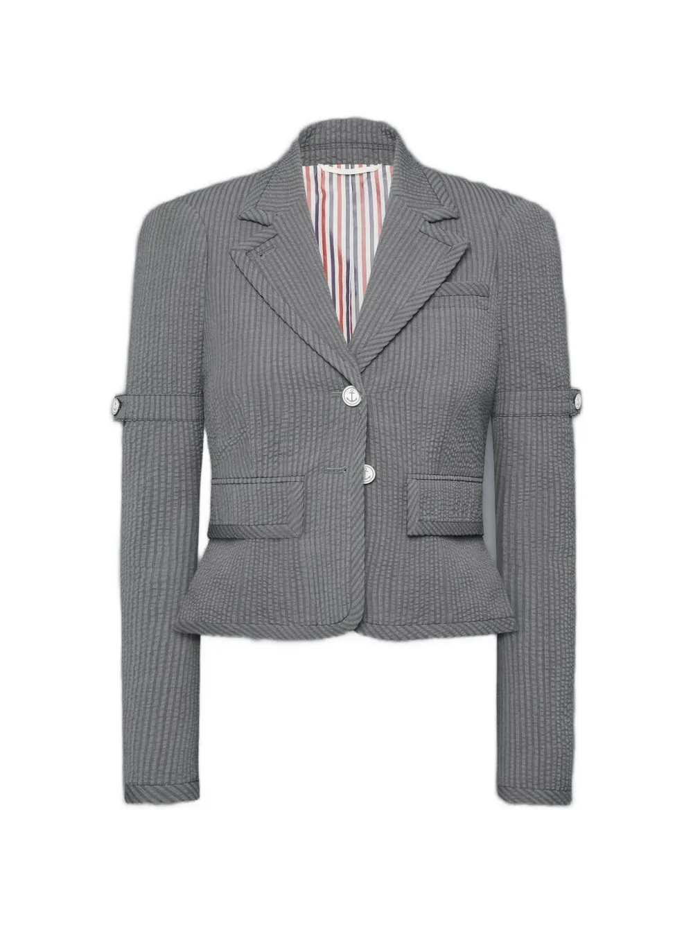 Thom Browne seersucker cropped blazer - Grey