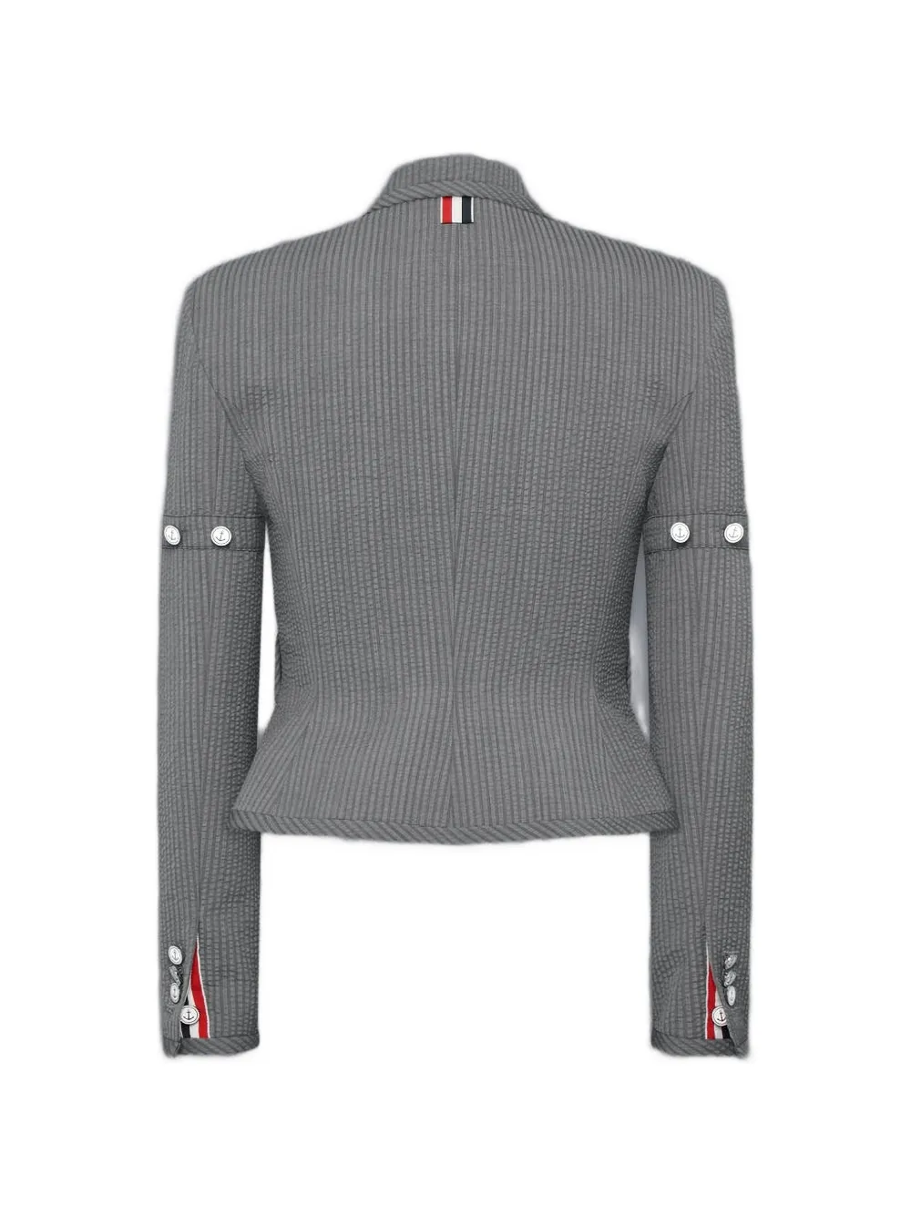 Thom Browne Wollen seersucker cropped jack Grijs