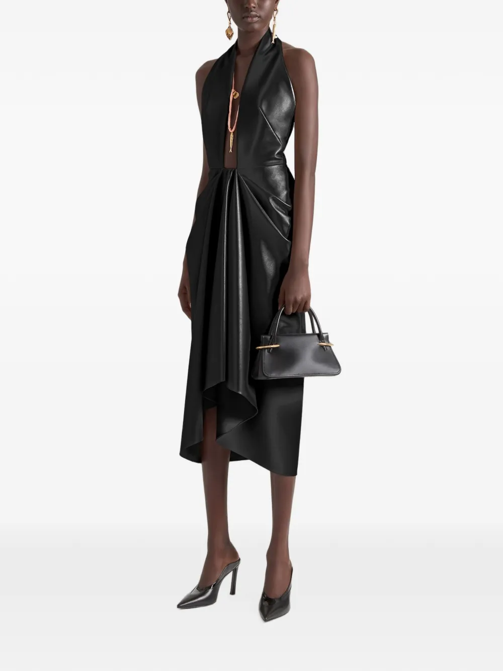 Givenchy Gedrapeerde jurk van nappa leer Zwart