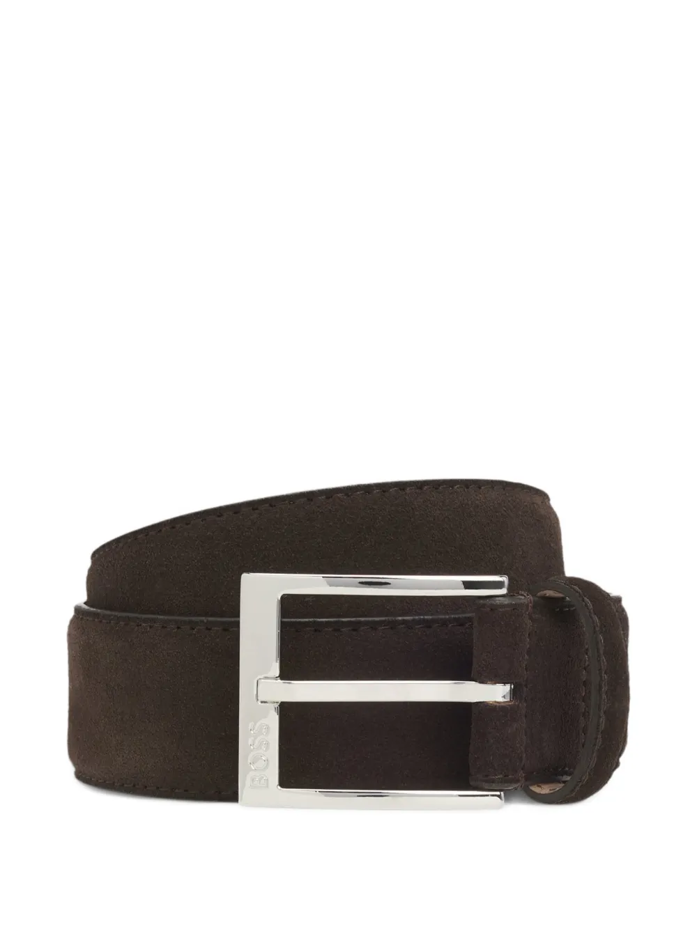 BOSS square-buckle leather belt - Marrone