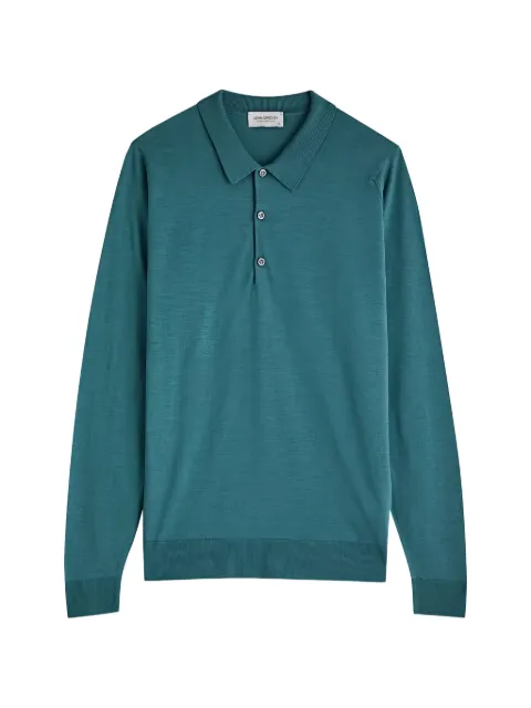 John Smedley long-sleeve knitted polo shirt