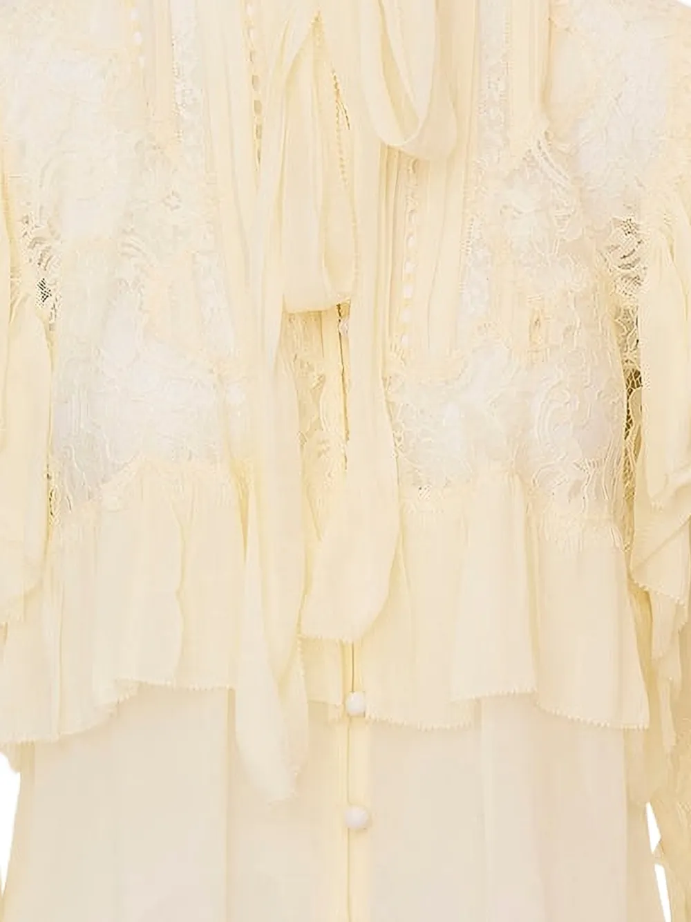  Loveshackfancy Farah Lace Blouse - Neutrals 