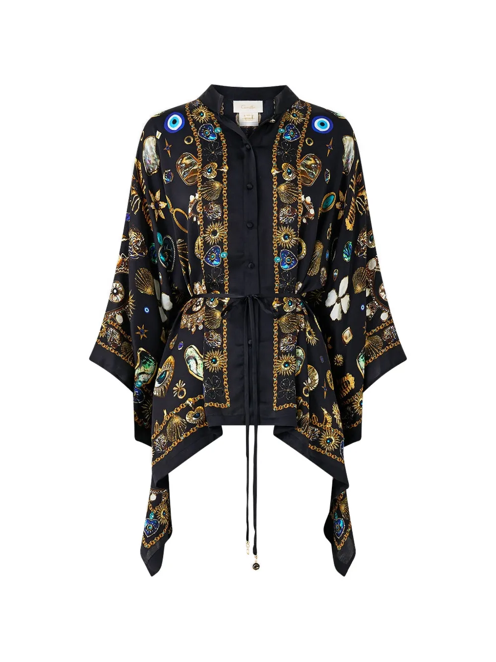 Camilla buttoned scarf blouse - Nero