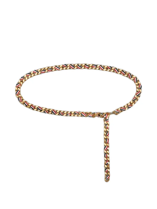 Thom Browne RWB Grosgrain Chain Belt in Gold