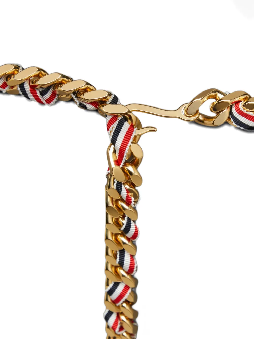  Thom Browne Rwb Grosgrain Chain Belt - Gold 