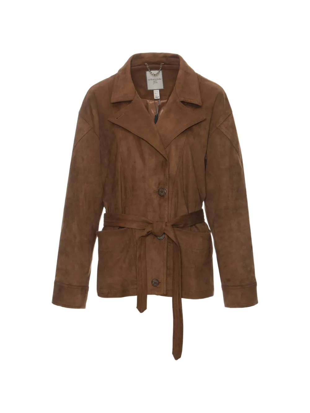 Urbancode Belted Patch-pockets Jacket In Brown