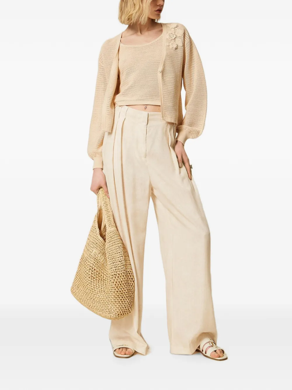 TWINSET Vest en top met mesh Beige